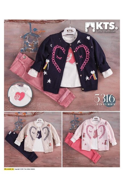 Kalp Desenli Püsküllü  Hirka Pantolon Takim