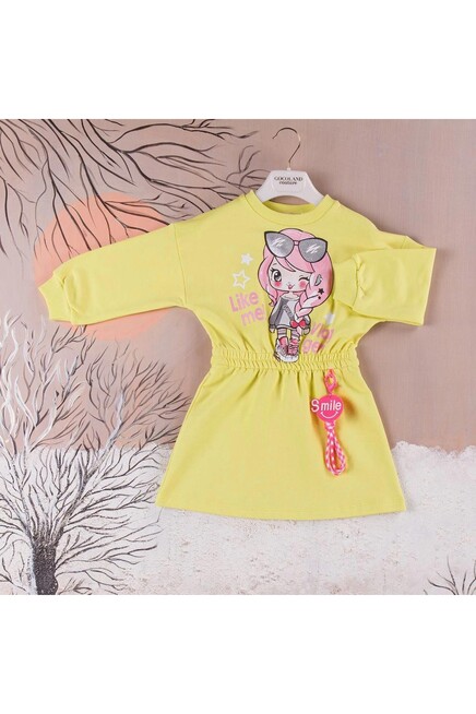 Kiz Çocuk Baskili Anahtarlikli Elbise