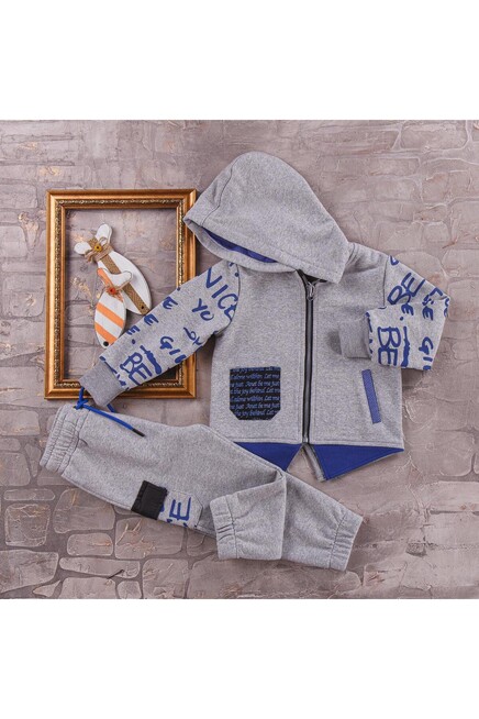 Kollari Yazili Deri Cep Detayli Esofman Takim