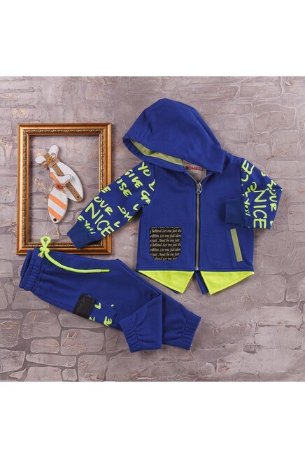 Kollari Yazili Deri Cep Detayli Esofman Takim