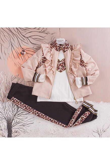 Leopar Desenli Firfir Detayli Esofman Takim