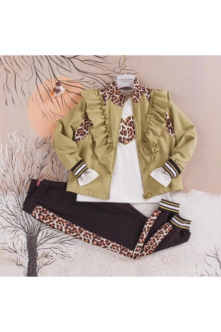 Leopar Desenli Firfir Detayli Esofman Takim