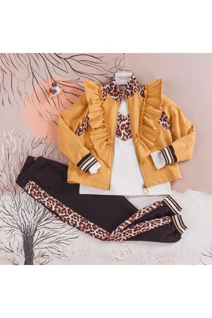 Leopar Desenli Firfir Detayli Esofman Takim