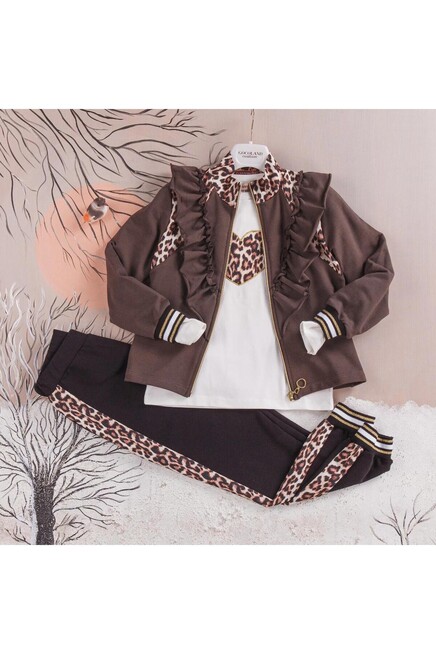 Leopar Desenli Firfir Detayli Esofman Takim