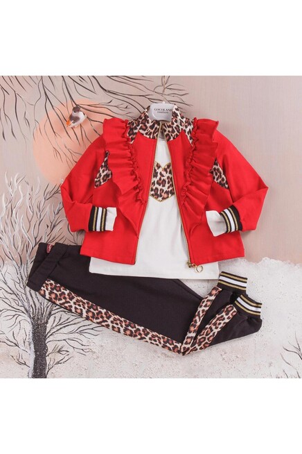 Leopar Desenli Firfir Detayli Esofman Takim