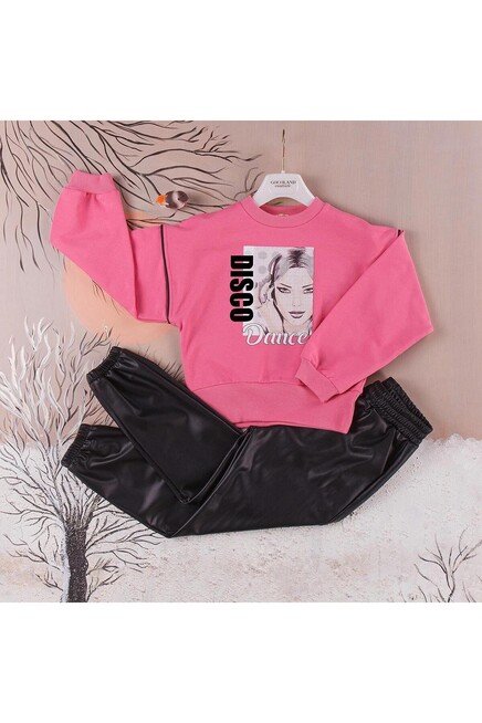 Oversize Sweatshirt Deri Pantolon Takim