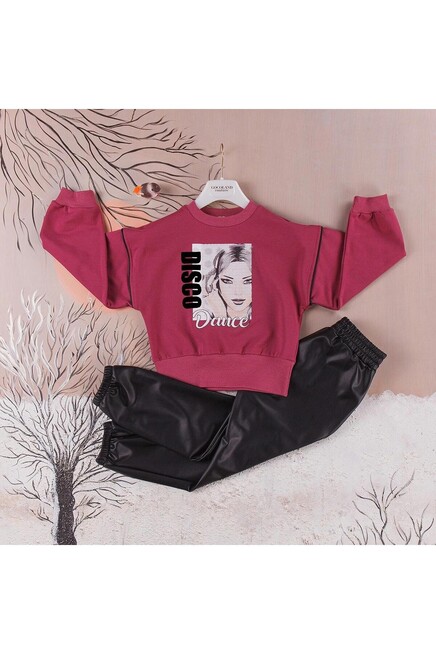 Oversize Sweatshirt Deri Pantolon Takim