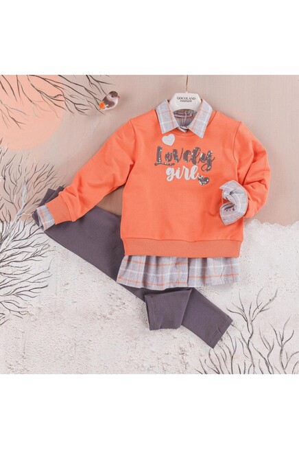 Pul Yazi Baskili Sweat Gömlekli Pantolon Takim