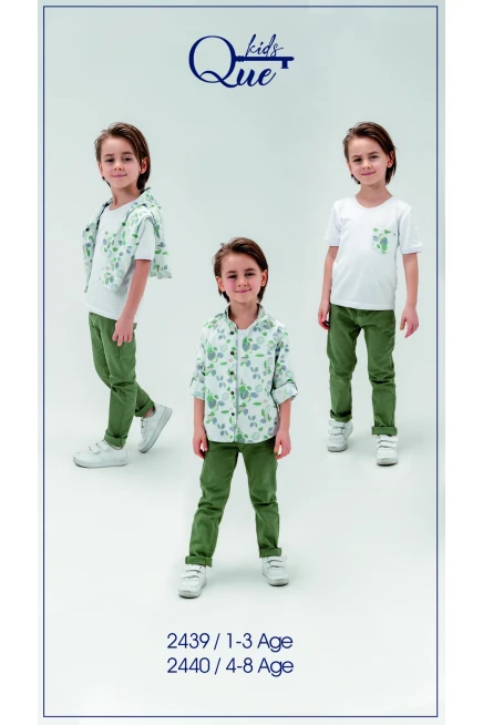 Yaprak Desenli Gömlekli Pantolon Takim