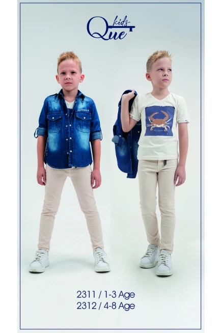 Çift Cep Kot Gömlekli Pantolon Takim