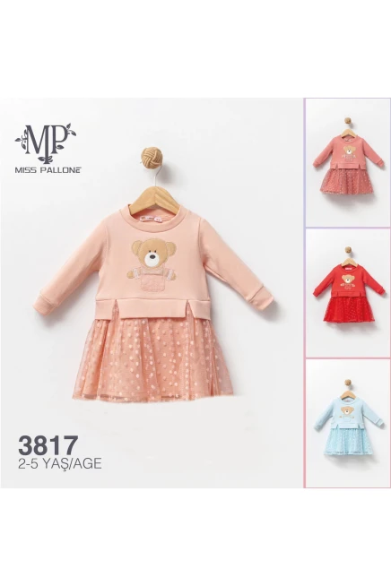 Eteği  Tüllü Puantiyeli Sweat Elbise