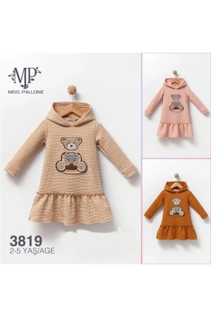 Ayicik Nakişli Sweatshirt Elbise