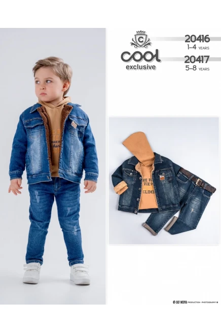 Baskili Kapüşonlu Sweatshirt Taş Baskili Kot Takim