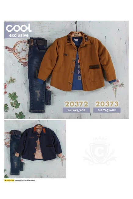 Baskili Sweatshirt Gömlek Kot Pantolon Takim