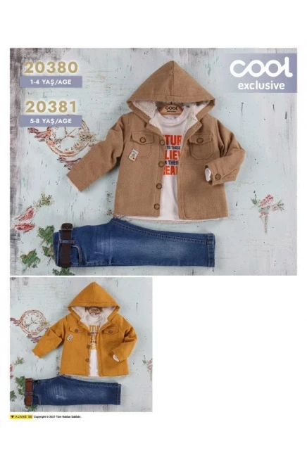 Baskili Sweatshirt Kapüşonlu Gömlek Kot Pantolon Takim