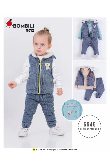 Yelekli Sweatshirt Kot Pantolonlu Takim