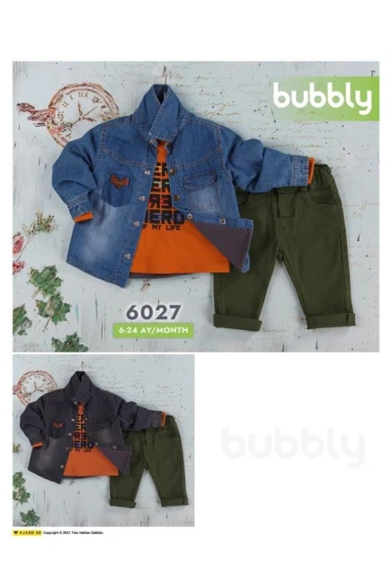 Baskili Sweatshirt Kot Gömlek Pantolon Takim