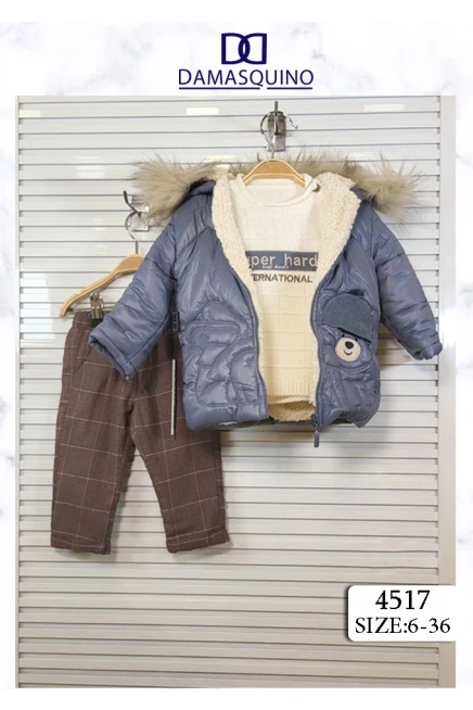 Kazak Kürk Kapüşonlu Içi Peluş Nakişli Mont Pantolon Takim