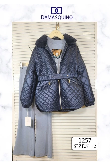 Nakişli Sweatshirt Kürklü Yaka Parlak Mont Pantolon Takim