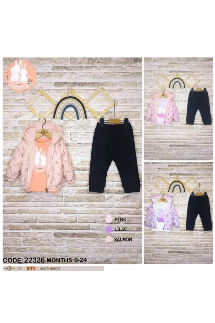 9-24 شهر فتاة طقم سروال مع سترة مطرية