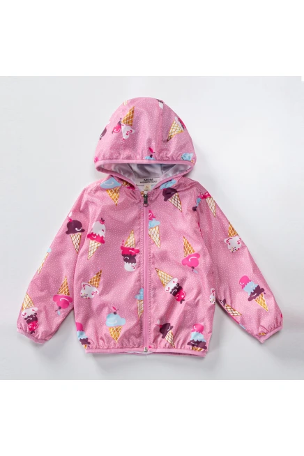 Kapişonlu Dondurma Baskılı Yağmurluk