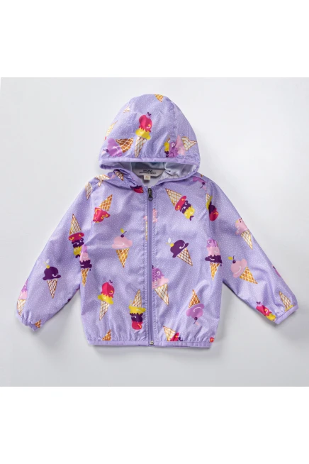 Kapişonlu Dondurma Baskılı Yağmurluk