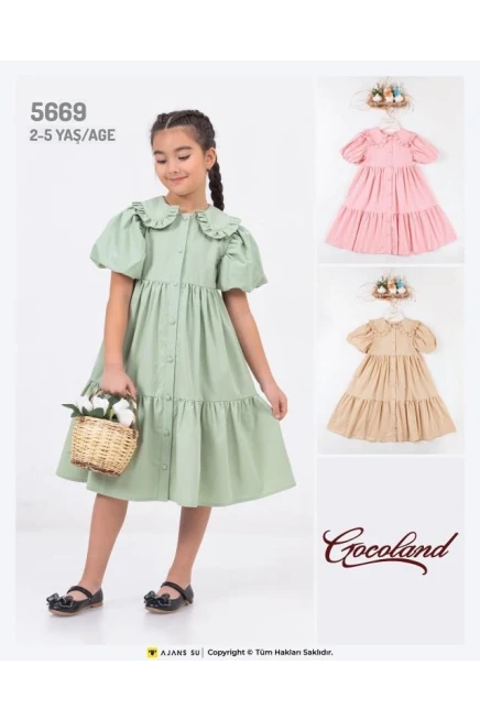 Yakasi Firfirli Balon Kol Elbise