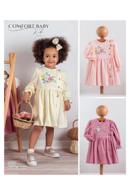 Çiçek Baskılı Fırfırlı Elbise