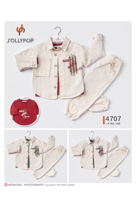 Gömlekli Swarshırtlu Pantolonlu Takım