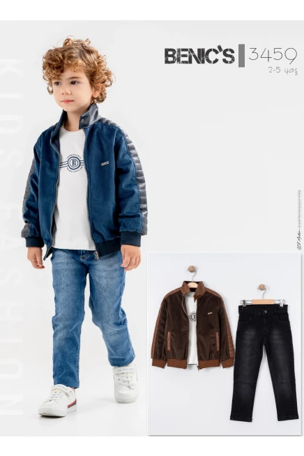 Deri Detay Ceketli Penyeli Pantolonlu Takim