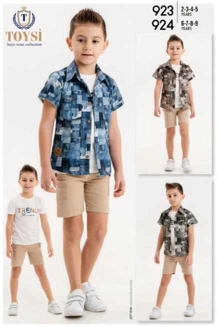 Tişörtlü Gömlekli Şort Takim