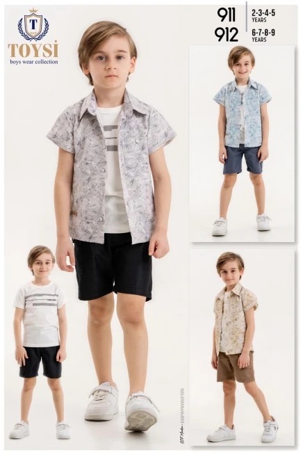 Tişörtlü Gömlekli Şort Takim