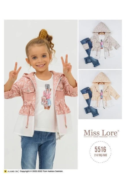 2-6 سنة فتاة طقم سروال مع سترة مطرية