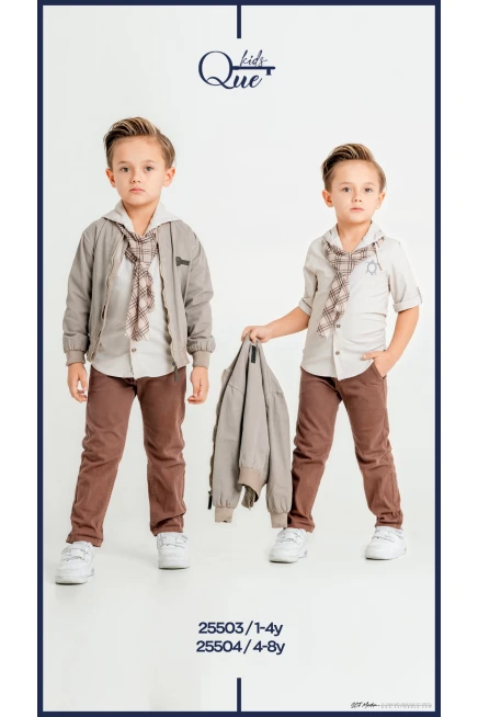 Gömlekli Fularli Gabardin Spor Ceket Pantolon Takim