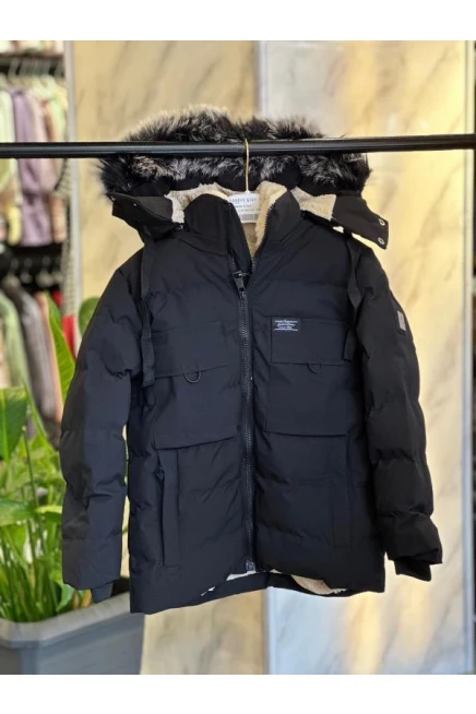 Şapkasi Tüylü Mont