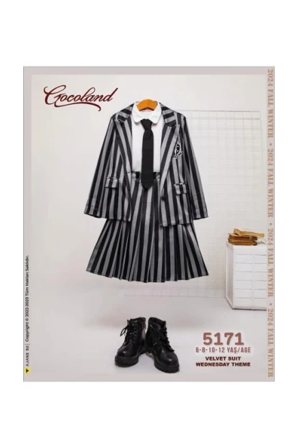 6-12 سنة فتاة طقم تنورة مع جاكيت