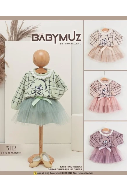 Yaka Detayli Aycikli Dokumali Eteği Tüllü Elbise