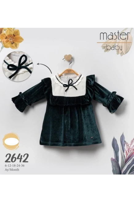 Bağicikli Yakali Kadife Elbise