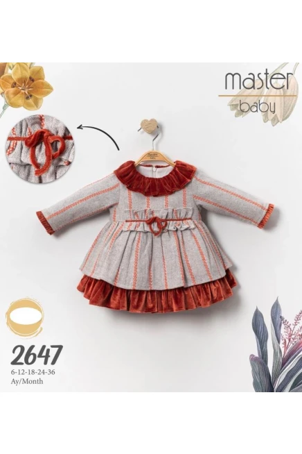 Bebe Yakali Cepli Badili Kazayaği Desenli Elbise