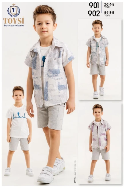 Tişörtlü Gömlekli Şort Takim