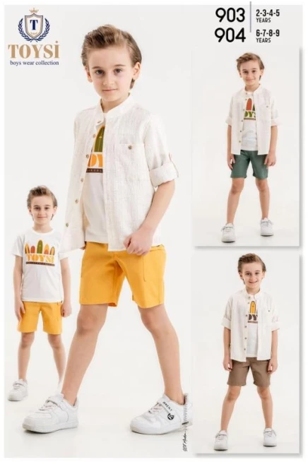 Tişörtlü Gömlekli Şort Takim