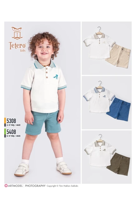 Yakali Tişört Şort Takim