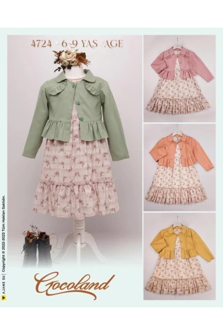 6-9 سنة فتاة فستان مع ستره