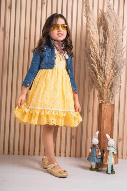 Fularlı Kot Ceketli Elbise