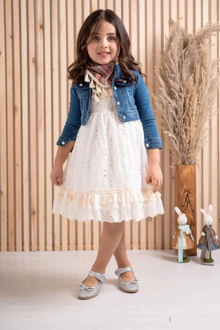 Fularlı Kot Ceketli Elbise