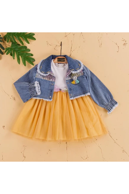 Kot Bolerolu Tüllü Elbise