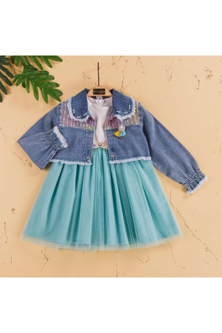 Kot Bolerolu Tüllü Elbise