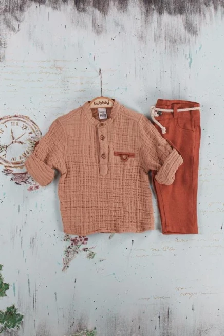 Patlı Airobin Kumaş Gömlek Pantolon Takım