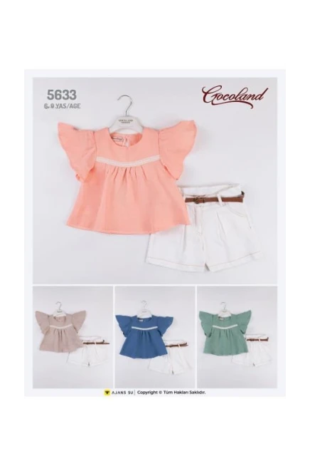 Firfir Kollu Bluz Şort Takim