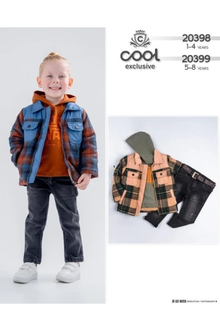 Kapişonlu Sweatshirt Kareli Ceketli Pantolon Takim